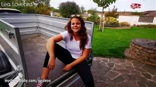 Curvy busty teen fucked by friends boyfriend anally outdoors